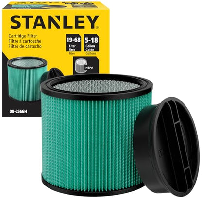 Stanley HEPA Cartridge Filter Fits Most 5–18 Gal Wet/Dry Vacuums 08-2566H - style: HEPA Cartridge Filter