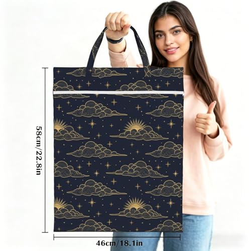 Sun Star Moon Travel Laundry Bag Washable Dirty Clothes Bag for Gym - color: Beautiful Sun Stars Moon