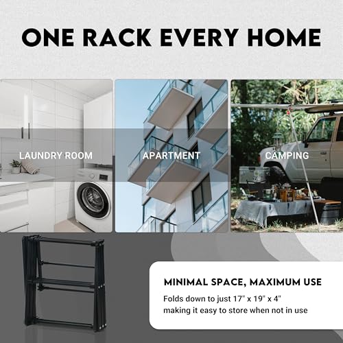 ZOES HOMEWARE Clothes Drying Rack,Collapsible Drying Rack Clothing, Black - color: Black