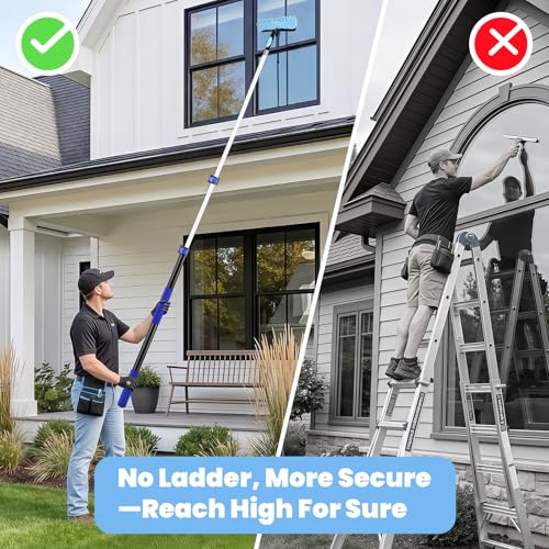 20ft High Reach Extendable Duster Kit with 5-12ft Extension Pole - size: 12FT POLE (Reach 20FT High)