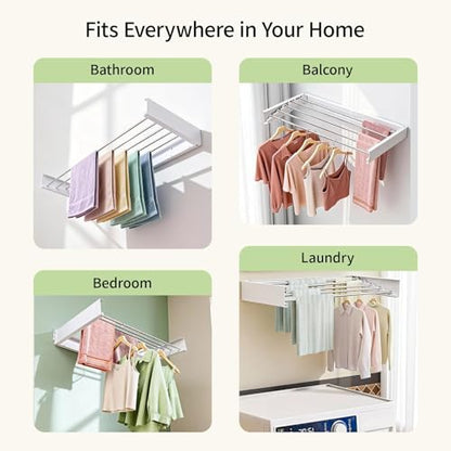 Wall Mounted Clothes Drying Rack 31.5" Foldable, 60 lb for Laundry & Apt