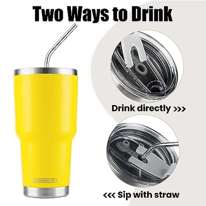 D·S 30oz Yellow Tumbler Double Wall Vacuum Insulated Travel Coffee Mug - color: Yellow