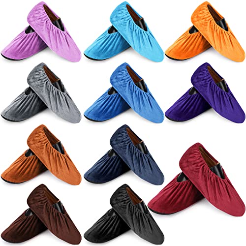 JaGely 11 Pair Reusable Cloth Shoe Covers for Indoors, Multicolor - color: Multicolor