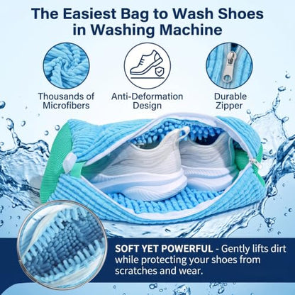 Shoes Washing Bag(2Pcs) Durable Sneaker Laundry Bag for Washer Dryer(Blue) - color: Blue