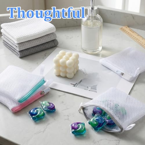 4PCS Small Mesh Laundry Bag Anti-Sticking Laundry Pods Bag with Zipper Portable Washing Machine Scent Beads Storage Lingerie Bags for Washing Laundry Pods and Scent Beads 4.7X5.5inch