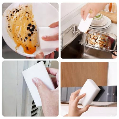 100 Pack Magic Sponges Cleaning Erasers, Long-Lasting Melamine Foam for Cleaners Bulk Cleaning, Melamine Sponges for Bathtubs, Floors, Baseboards, Bathrooms, and Walls