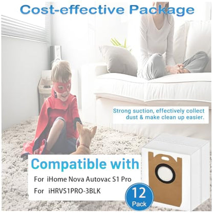 Dust Bags Replacement For iHome Nova Autovac S1 Pro Robot Vacuum :12 Pack - color: 12 Pack Dust Bags Replacement For iHome Nova Autovac S1 Pro Robot Vacuum