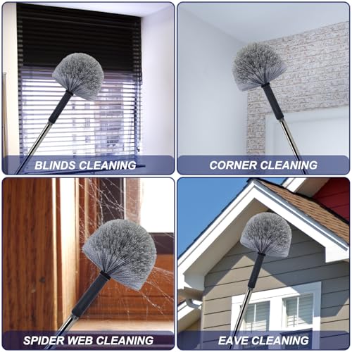 2 Pack Grey Twist-On Cobweb Duster Head Brush - Fits Standard 3/4 inch Threaded Poles, Attachment Spider Web Duster Brush for Outdoor & Indoor Cleaning - style: 2 Pack