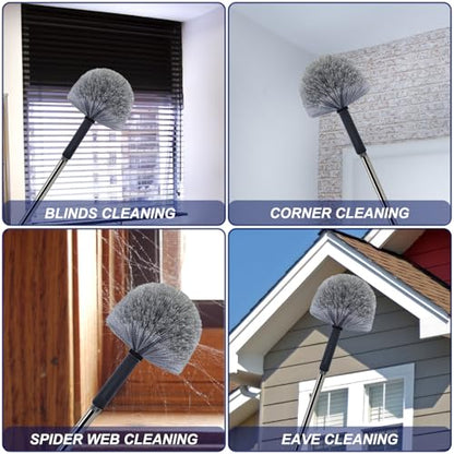 2 Pack Grey Twist-On Cobweb Duster Head Brush - Fits Standard 3/4 inch Threaded Poles, Attachment Spider Web Duster Brush for Outdoor & Indoor Cleaning - style: 2 Pack