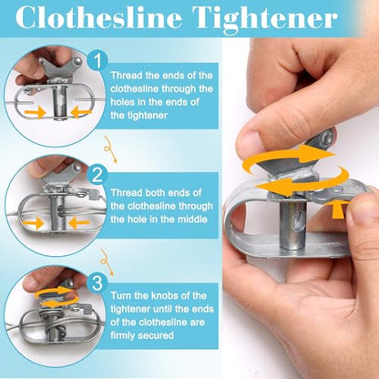 Outdoor Clothesline Kit, 150.9FT Wire Rope with Pulleys