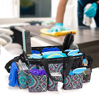LoDrid Wearable Cleaning Caddy Bag with 4 Foldable Dividers, Totem - color: Totem