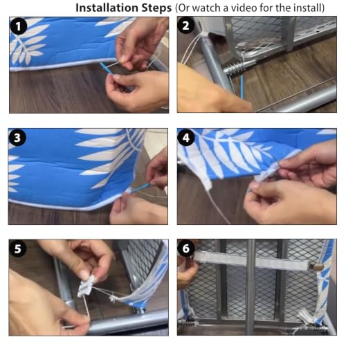 SheeChung 14"x42" Over The Door Ironing Board Cover and Pad,Heat Resistance - color: Blue+leaf, size: 14"L x 42"W