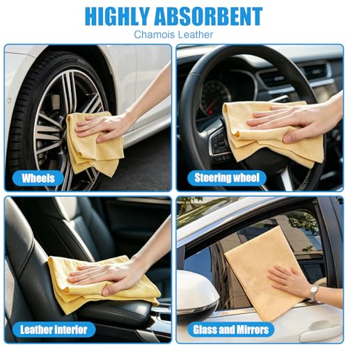 Car Cleaning Kit – MicrofiberTowels & Chamois Cloth for Drying - color: 4 Pack