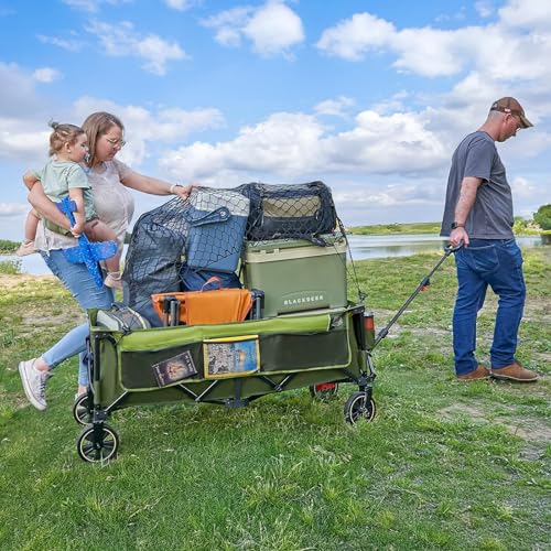 Timber Ridge 51.2'' Extended Collapsible Wagon Cart with Brakes - color: Green, size: 400L