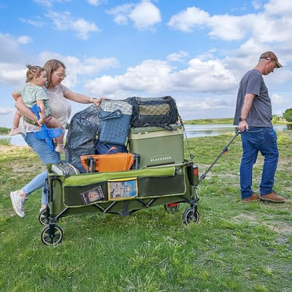 Timber Ridge 51.2'' Extended Collapsible Wagon Cart with Brakes - color: Green, size: 400L