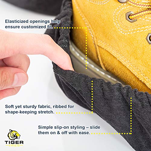 Premium Reusable Shoe Covers Slip-on Washable Work Boot Black Protectors - size: X-Large
