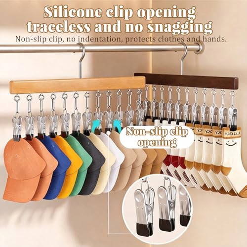 Space-Saving Hanging Closet Organizer with 12 Sturdy Clips, 360° Rotating Multi-Purpose Hanger for Jeans, Leggings, Scarves, Socks & Hats - Maximize Closet Storage (1 Pack)