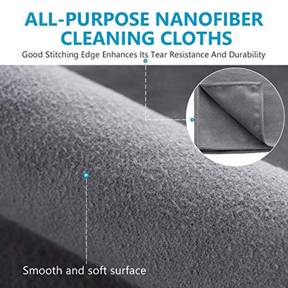 ZHIDIAN Screens Cleaning Microfiber Suede Cloth, 8Pack Streak Free Lint Free Large Rag for Car Screen, TV, Computer, Camera Lenses, Phones, Electronics Devices & All Delicate Surface, 12x12in - color: Grey