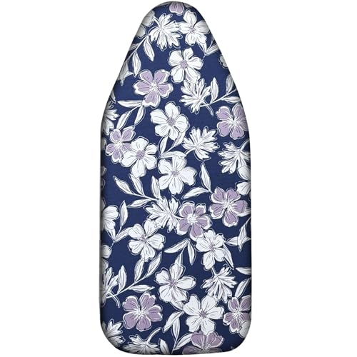 Small Ironing Board Cover Scorch Resistant, Table top Ironing Cover with Padding Heat Reflective Heavy Duty Pad(White Purple Flower, 12.5"x32") - color: White Purple Flower