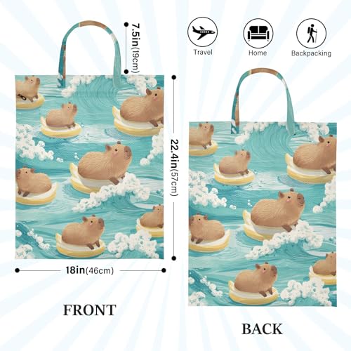 Travel Laundry Bags 2 PC Wet Dry Bag with Handle Dirty Clothes Organizer for Swimsuits Beach Camping Waterproof Washable Blue Capybaras on Duck Floats - color: Blue Capybaras on Duck Floats