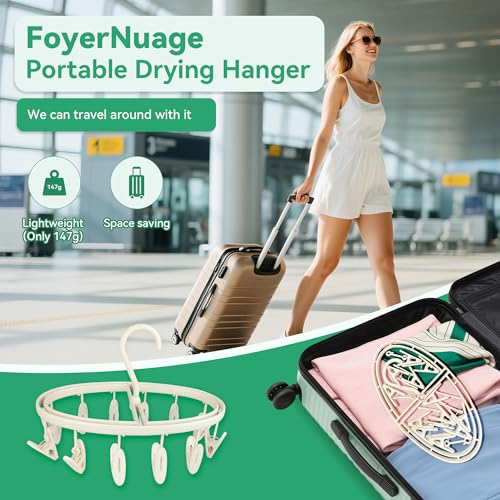 Premium Portable Travel Foldable Clothes Drying Hanger with 12 Clips, Anti-Rusty Plastic Drying Rack for Socks, Lingeries, Delicates and Baby Clothes - style: 12 Clips