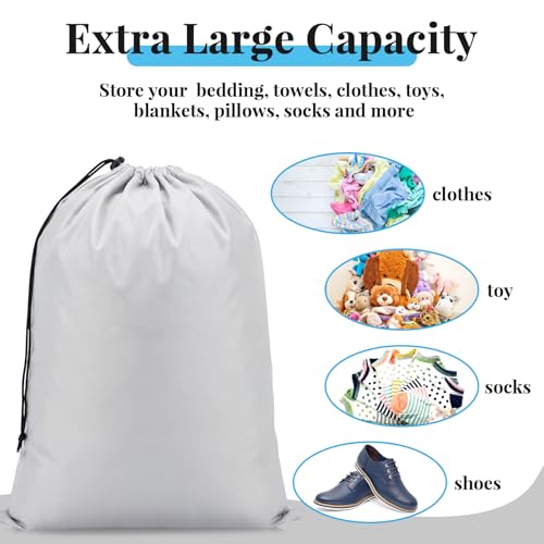 Woanger 12 Pack 28 x 45 Inch Extra Large Laundry Bags Bulk, Silver - color: Silver