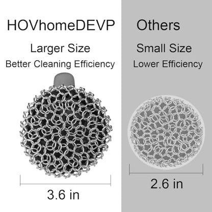 Cast Iron Scrubber with Pan Scraper & Towl, 316 Chainmail Scrubber with Long Handle, Upgraded Chain Mail Scrubber Cleaner for Grill Pan Skillet Wok Carbon Steel Dutch Oven Metal Brush (Grey) - color: Gray