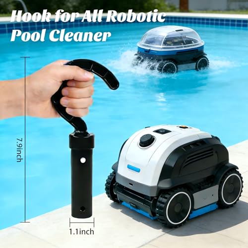 Hook for All Robotic Pool Cleaner, Keyrank Pool Accessories Hook Customized for Pool Vacuum Robot Including Cordless,Above Ground and Underwater,Attaches to Telescopic Poles - color: Black