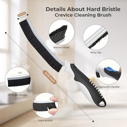 TQRR 6Pcs Hard Bristle Crevice Cleaning Brushes -Grout Scrub Brush - color: Black