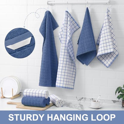 Homaxy Large Premium Cotton Kitchen Towels 16"x 28", 12 Pack, Navy Blue - color: Navy Blue, size: 16" X 28" - 12 Pack