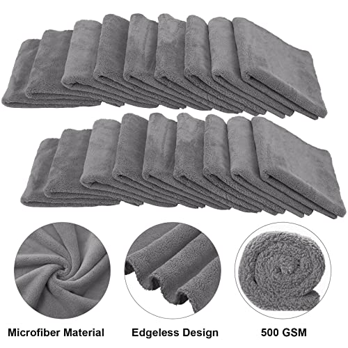 Shimeyao 30 Pcs 16 x 16 Inch Microfiber Car Towels, 500 GSM Edgeless Plush - color: Gray, size: 16 x 16 Inch