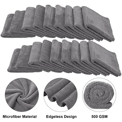 Shimeyao 30 Pcs 16 x 16 Inch Microfiber Car Towels, 500 GSM Edgeless Plush - color: Gray, size: 16 x 16 Inch