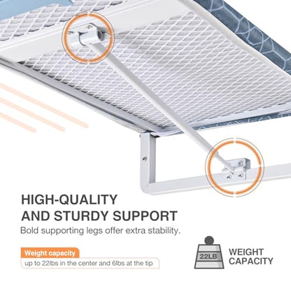 KINGBOARD Wall Mounted Ironing Board with Iron Storage, Foldable Iron Board - color: Blue