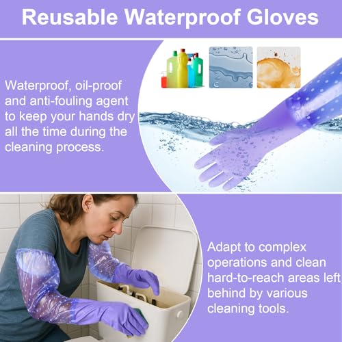 XANGNIER Long Gloves for Cleaning Bathroom,Elbow Length,1 Pair - color: 1 Pair