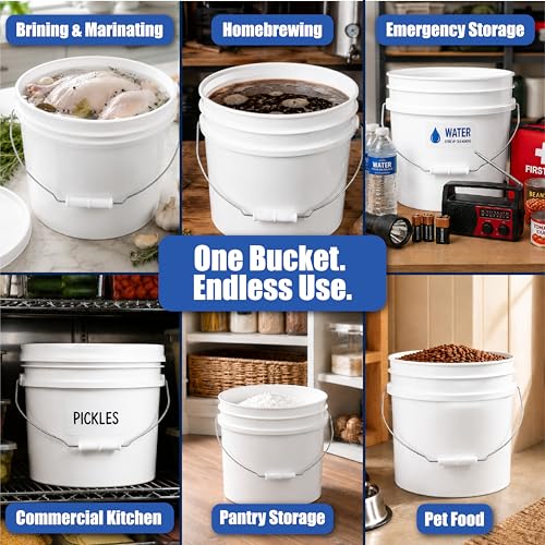 ePackageSupply 3.5 Gallon Bucket, Food-Grade w/Lid, BPA-Free, Red, 1 Pack - color: Red, size: 1 Pack