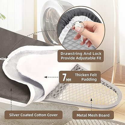 STO STO Ironing Board Full Size 45" x 14" with Iron Holder, 7 Height Options 29" to 36", Space Saving Foldable Iron Board with Removable Covers and Reinforced Steel Legs, Gray - color: Gray, size: 45" x 14"