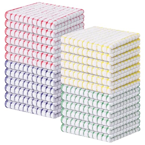 Kitinjoy Cotton 24 Pack Terry Kitchen Dish Cloths, Mixed Color - color: Mixed Color, size: 12 X 12 - 24 Pack