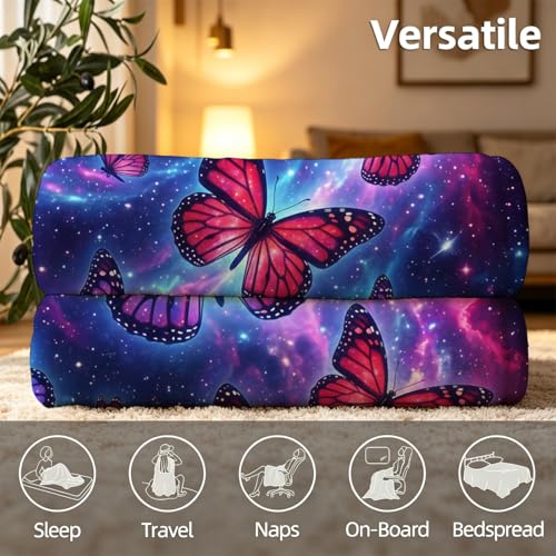 Cosmic Galaxy Butterfly Throw Blanket, Flannel Fleece 60" x 80" - color: Cosmic Galaxy Butterfly, size: 60"x80"