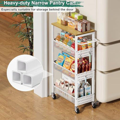 Laundry Room Slim Rolling Cart with Wheels for Between Washer and Dryer Gap - color: Light White, size: 9.1″ Wide