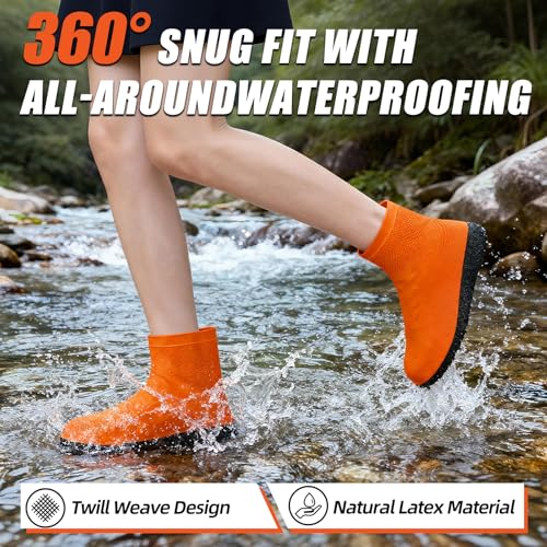 Waterproof Shoe Covers, Reusable Latex Rain Shoe Covers, Orange, M - color: Orange, size: M