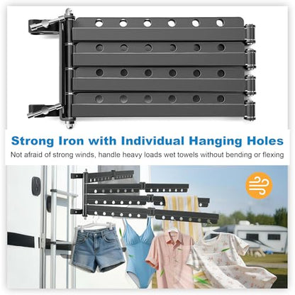 Saillong RV Clothes Drying Rack, Iron Material, 4 Sturdy Arms