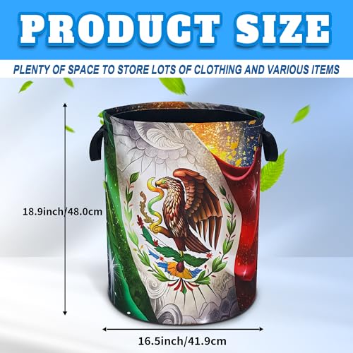 Flag Of Mexico Laundry Basket Foldable Oxford Cloth Hamper 18.9 x 16.5 Inch - color: Flag Of Mexico