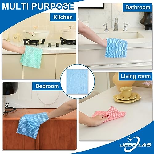 JEBBLAS Disposable Dish Towels and Cloths, Reusable Wipes, 50 Count/Pack, Green - color: Green