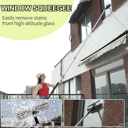 【Upgrade Anti Rotation 】 20FT High Reach Duster Kit,Lightweight Aluminum Alloy Extension Rod,5-Piece Set,210° Steering Head Clean Various Angle,for Cleaning Ceiling,High Wall - size: 12FT