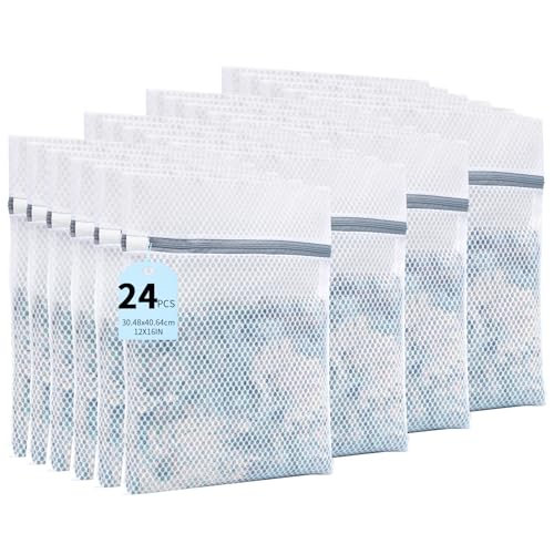 24PCS 12X16IN Laundry Bags Mesh Wash Bags for Strong Zipper - size: 24PCS-12X16IN