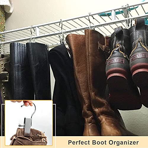 Coideal Boot Hanger Clips Hooks - 8 Pack Laundry Hook Hanging Clothes Pins Portable Stainless Steel Clothing Organizer Pant Holder for Travel,Closet,Towel (Silver) - color: Silver