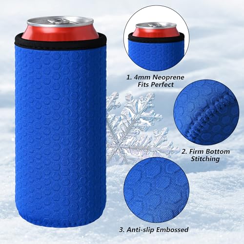 5 Pcs 16oz Insulated Can Sleeve, Reusable Big Can Cooler Sleeves, Non-slip Neoprene Beer Bottle Cover Holder for 16oz Standard Can Soda and Beer (Colorful1) - color: 16oz Colorful1