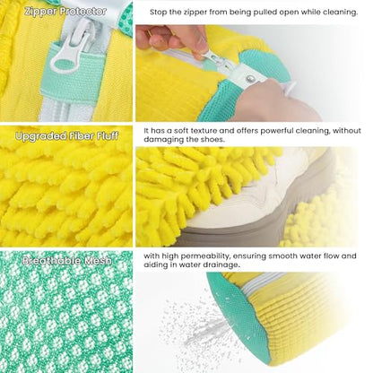 2Pcs Shoe Washing Machine Bag, Yellow Green - color: Bright yellow Green