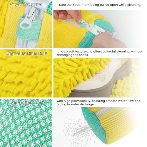 2Pcs Shoe Washing Machine Bag, Yellow Green - color: Bright yellow Green