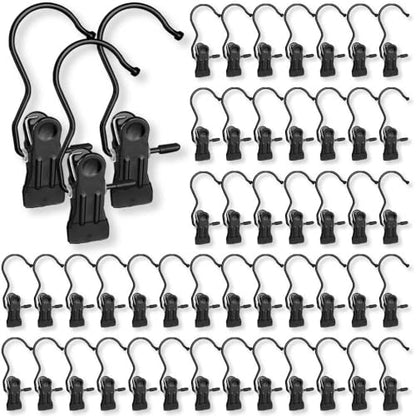Hangers Clips,Stainless Hooks for Closet Hooks,Heavy Duty Clothespins Laundry Hanging Hooks,Travel Portable Clothes,Boot Tall Towel Hats Socks Pants and Bras (50, Matte Black) - color: Matte Black